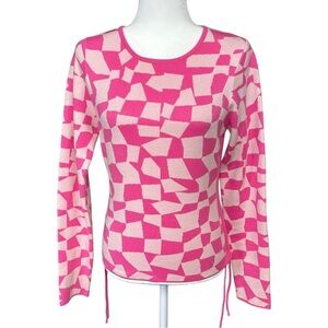 Le Lis Collection Pink Cream Abstract Long Sleeve Shirt Size Large